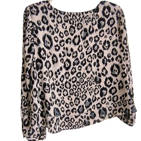 Zara Basic Leopard Print Top Women's Sz M Tan Black Layered Long Sleeve Pullover - Picture 11 of 16
